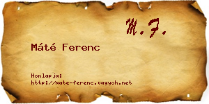 Máté Ferenc névjegykártya